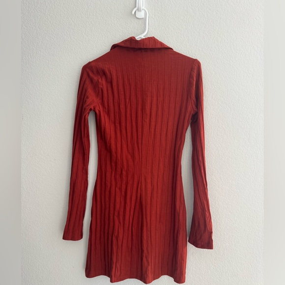 NWT! Reformation Benton Ribbed Button-Front Sweater Mini Dress 🟤 - Picture 7 of 10